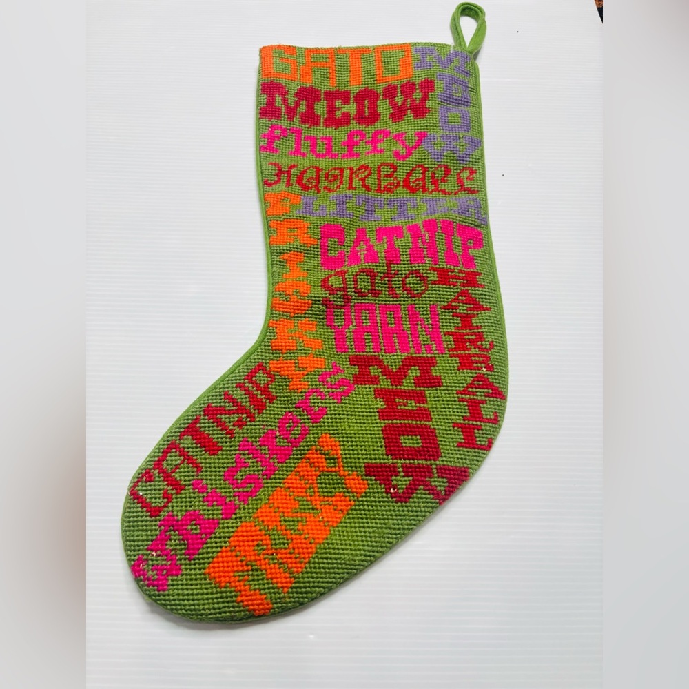 Pottery Barn Names of Cats Needlepoint stocking